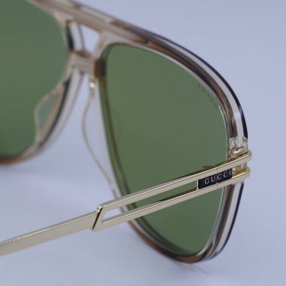 Gucci GG1105S 003 Sunglasses Brown/Gold Aviator Frame, Green Lenses - Picture 5 of 10